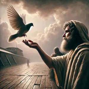 9. Ama güvercin konacak yer bulamayınca gemiye geri döndü. Çünkü bütün yeryüzü su altındaydı. Nuh elini uzatıp güvercini tutarak gemiye geri getirdi.